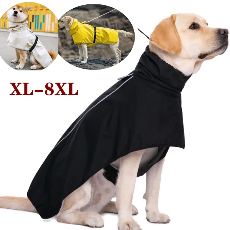 

Водонепроницаемый плащ для больших собак, регулируемая водонепроницаемая одежда для домашних животных, легкая дождевая куртка, безопасный светоотражающий дизайн, одежда для собак