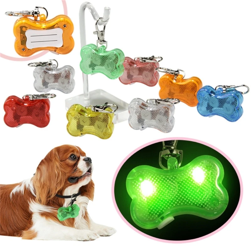 

Dog Collar LED Light Pendant Safety Flashing Pendant Dog Accessories Glowing Bone Keyring Pendant for Pet Puppy Safety