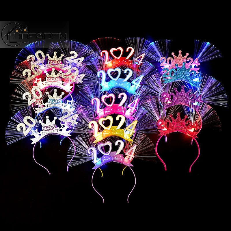 

2024 Happy New Year Crown Light Up Headband New Year's Eve Decoration New Year's Gift Headwear Hair Accessories