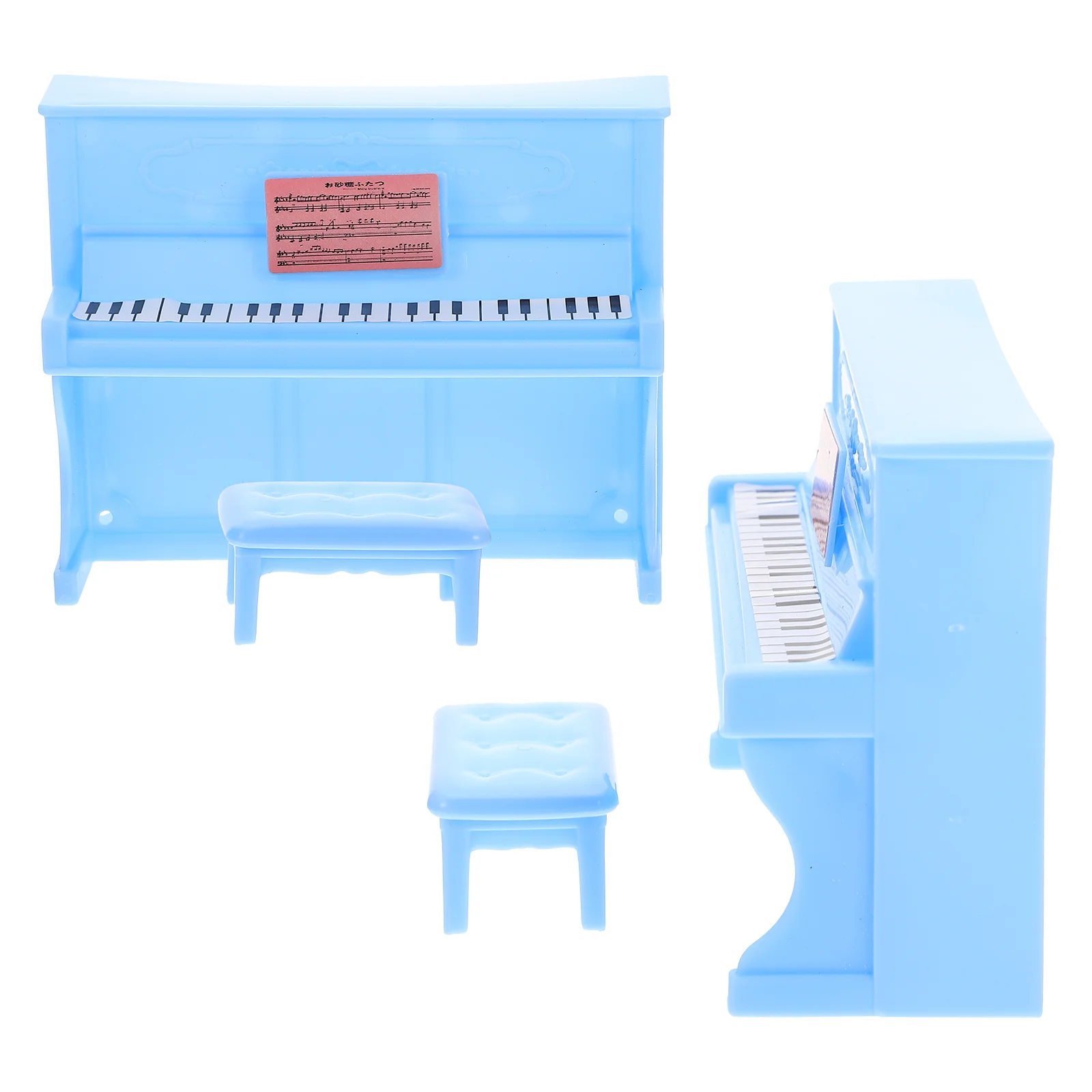 

2 Sets of Miniature Piano Small Piano Stool Mini House Landscape Ornament