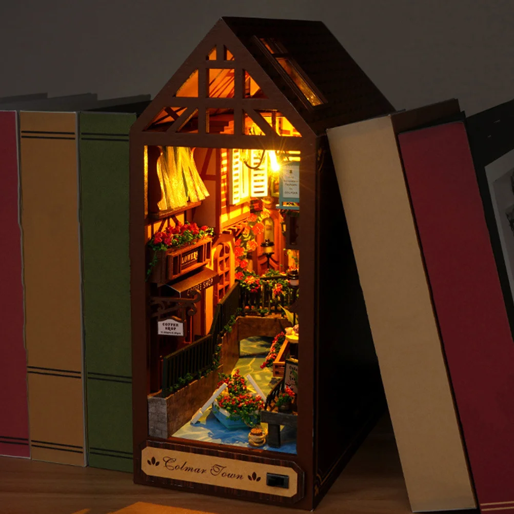 

Деревянная трехмерная модель в виде книжного конца для самостоятельной сборки, необработанная маленькая игрушка для строительства салона