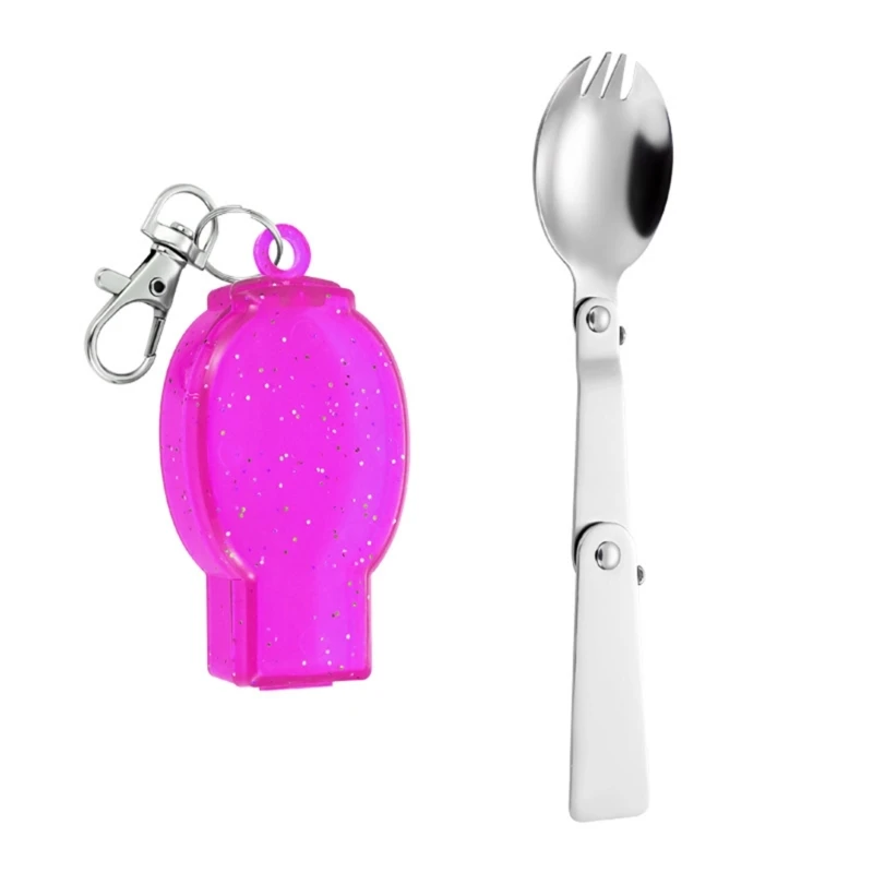 

Folding Picnic Utensil Protable Sporks Stainless-steel Pocket Fork Barbecue Tableware For Outdoor Spoon Camping Hiking