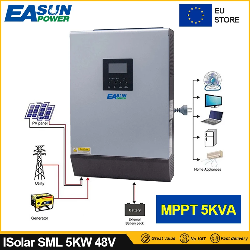 5KVA солнечный инвертор 4000W 48V 230V Гибридный Инвертор чистой синусоидальной волны