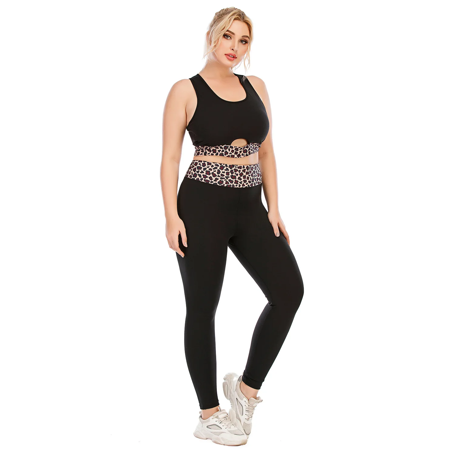 2 Pcs Plus Size Yoga Set Women Sport High Impact Set Fitness Active Wear Quick Dry Gym Clothing