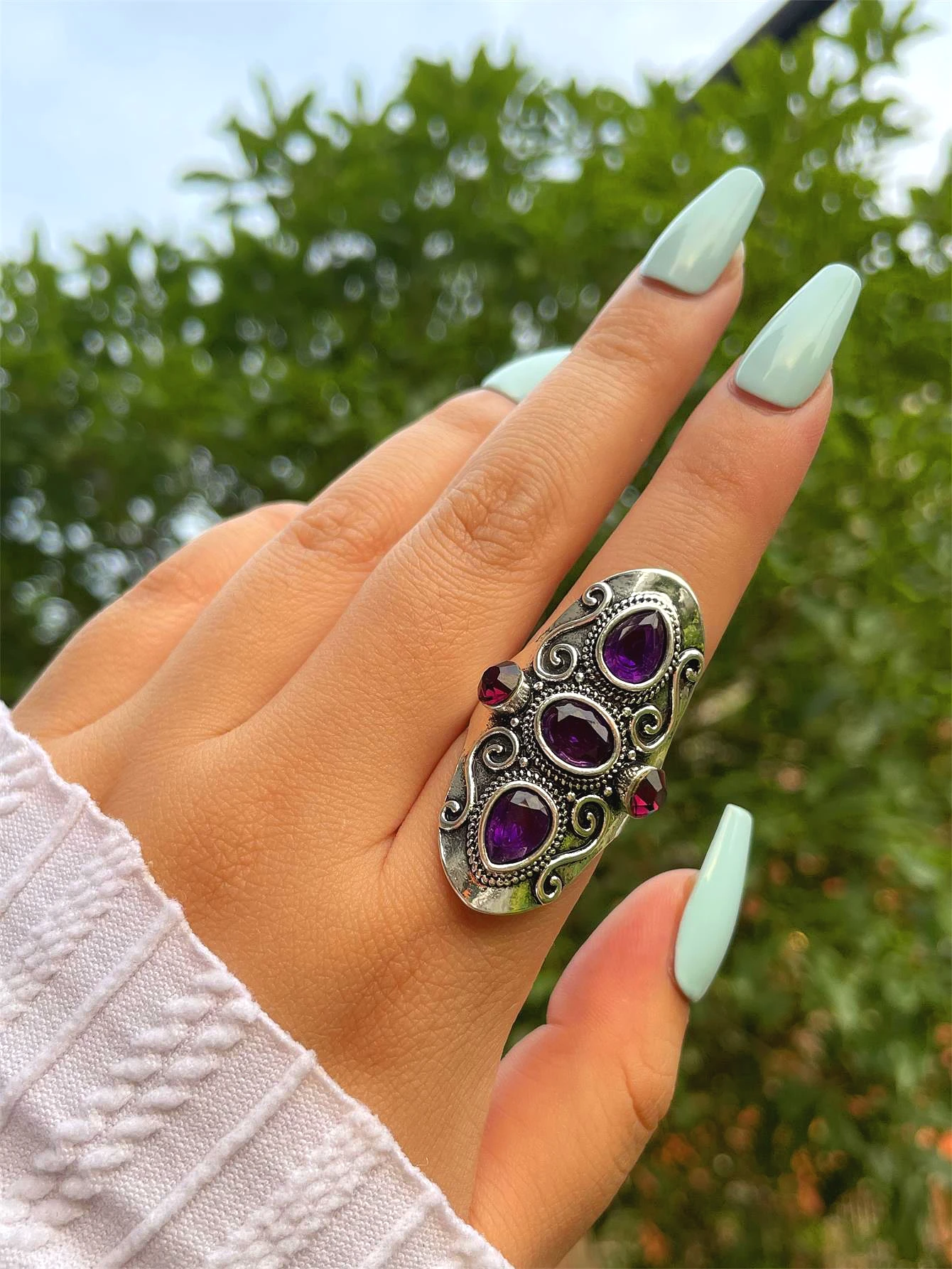 

ANGLANG Luxury Women Engagement Rings AAA Purple Cubic Zirconia Proposal Rings for Girlfriend Fine Anniversary Gift