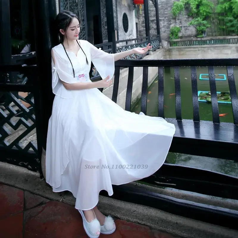 

2022 oriental chinese clothing retro national style improved hanfu dance wear lady fairy dress oriental ancient princess dress