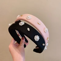 2022 fashion hair hoop hair bands for women girls pearl solid color headbands designer wide hairband hair accessories headwear