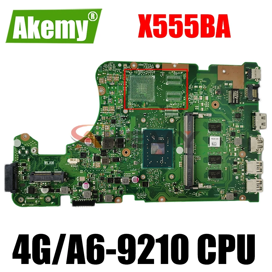 

Akemy X555BA MB._4G/A6-9210 MainBoard For ASUS X555BA X555BP X555B X555QG X555QA X555Q Laptop Motherboard 90NB0D20-R00040