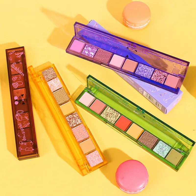 Палетка теней для век XIXI 8 видов цветов блестящие матовые металлические крем с