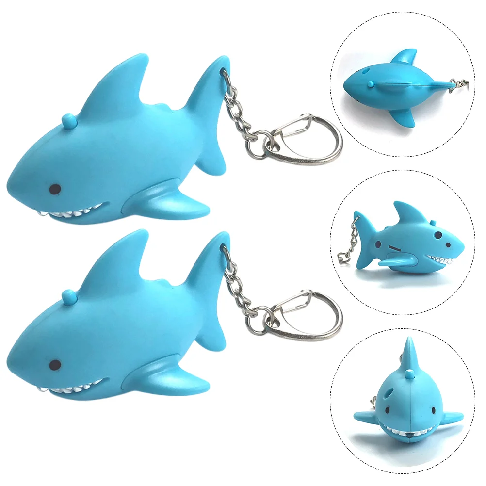 

2 Pcs Metal Key Ring Keychain Luminous Shape Toys Cute Key Ring Purse Keychain Sounding Key Ring LED Shark Keychain