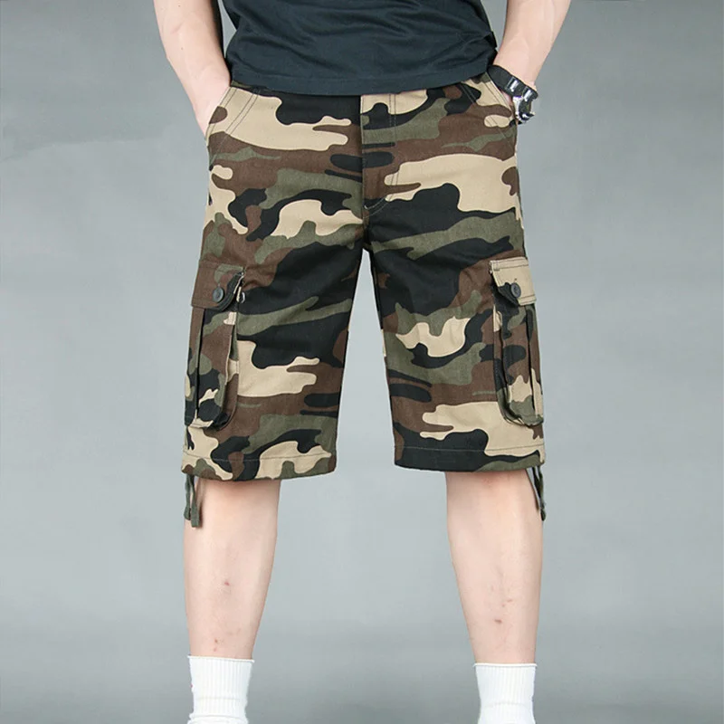 

Брюки-карго мужские камуфляжные, хлопок, мешковатые армейские штаны в стиле милитари, с несколькими карманами, уличные шорты для скалолазания и рыбалки, летние