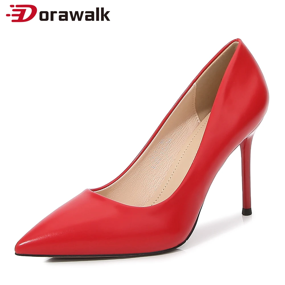

New Arrival Elegant Women Pumps High Heels Sexy 10cm Matte Leather Pointed Toe Stilettos Dress Party Wedding Plus Size 46