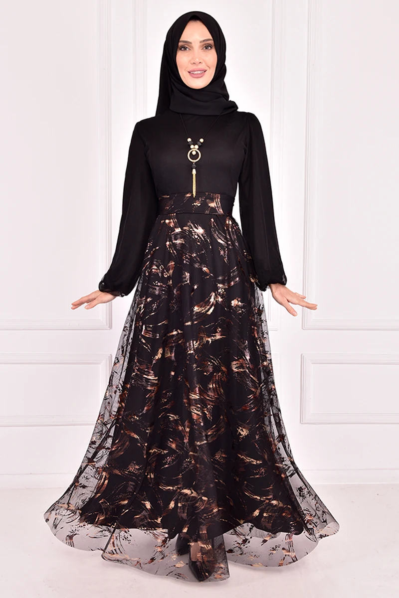 

The Necklace Gauze Dress Black ASM2438