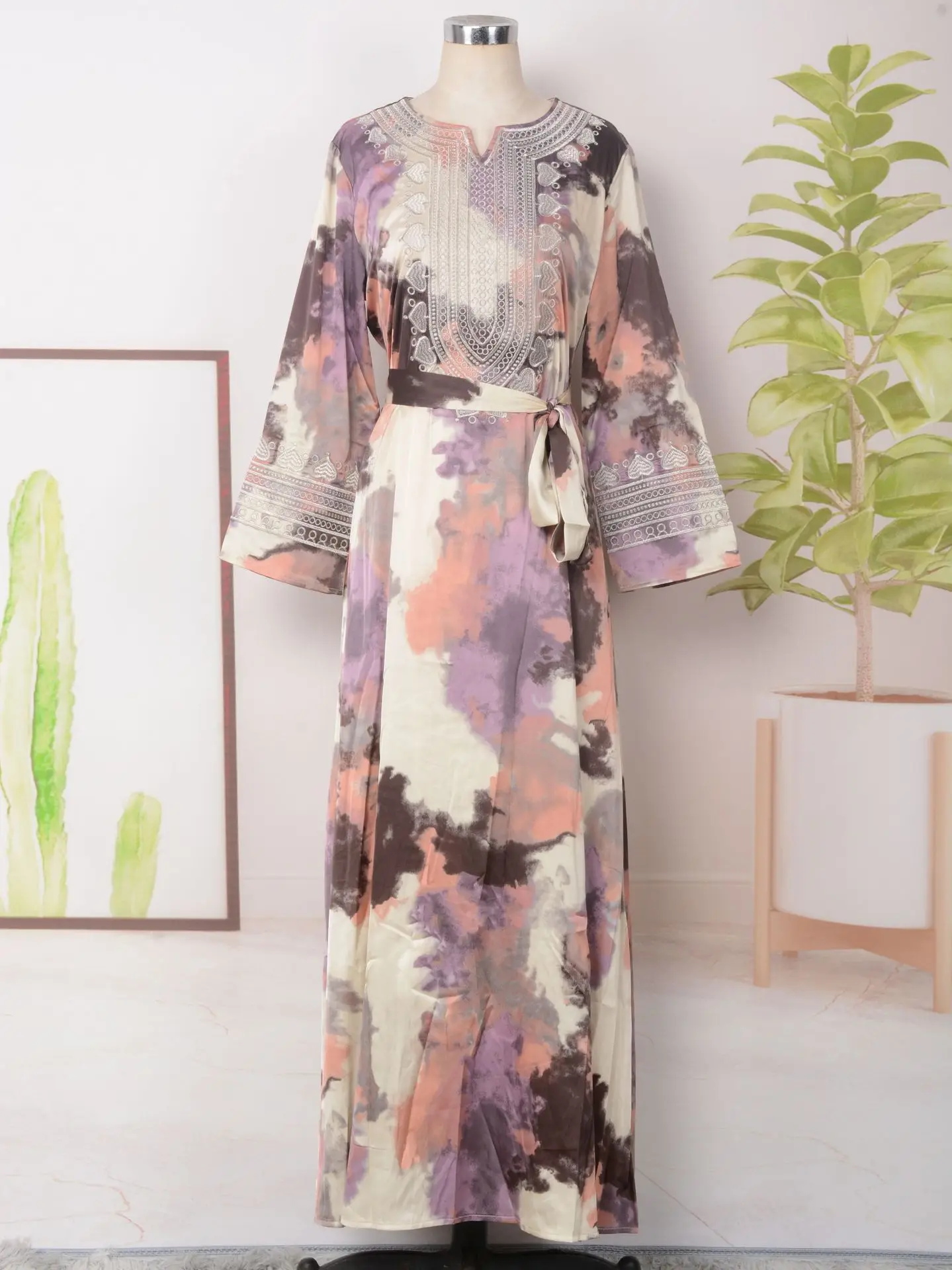 Женские Абайи с вышивкой и принтом длинное платье в стиле Дубая Турция ислам