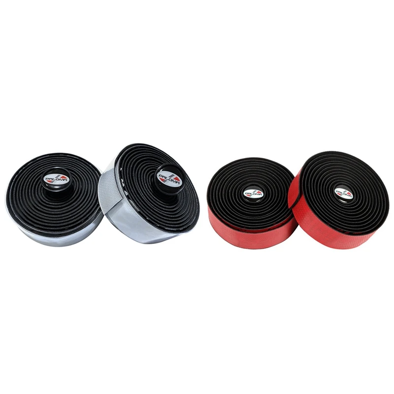 

Paloma 4 Rolls Bicycle Handlebar Tape Cycling Waterproof Eva Tape Wrap, 2 Rolls Black-White & 2 Rolls Black-Red