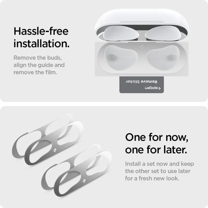 Металлическая пылезащитная наклейка для Airpods Pro, чехлы для наушников Airpods Pro 3 2, защитный чехол для наушников с чистящей щеткой (art.: 3920d2672dff0) - 3920d2672dff0
