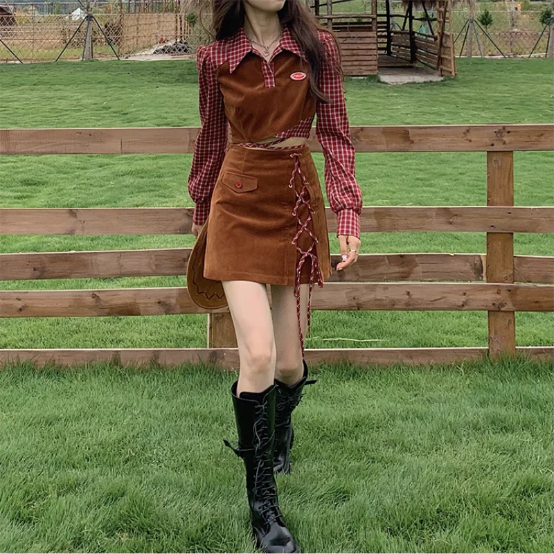 Милые костюмы из искусственной юбки зимний французский винтажный элегантный