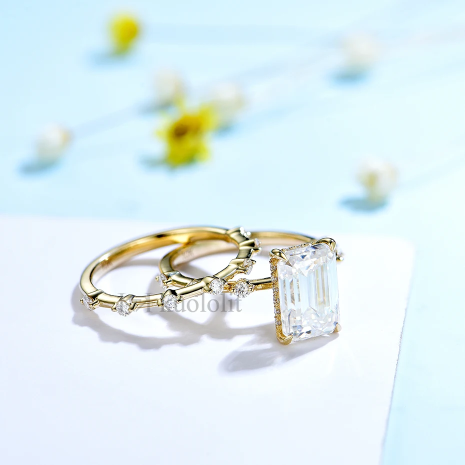 Женское кольцо с изумрудом kuolit 3.5CT Moissanite AU750 18K 14K из белого золота D VVS Hide Halo для