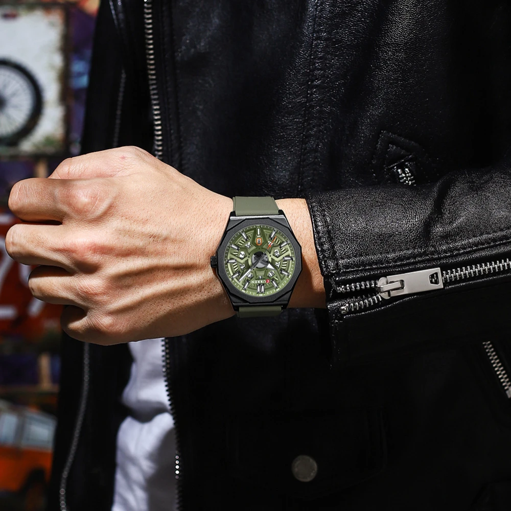 CURREN 8437 новый модный кварцевый календарь с нестандартным корпусом