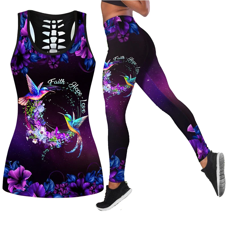 

Women Fashion Butterfly Bird 3D Print Two Pieces Set Sleeveless Shirt and Legging Summer Combo Tank Top & Legging Outfit XS-8XL