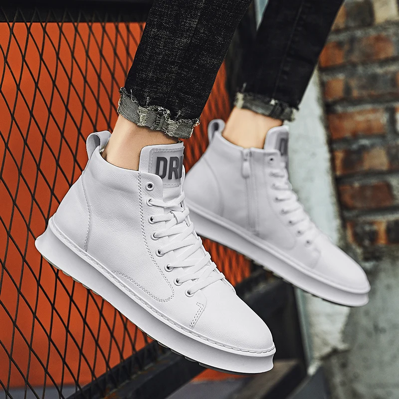 Высокие зимние кроссовки мужская мода повседневный дизайн белые мужские для