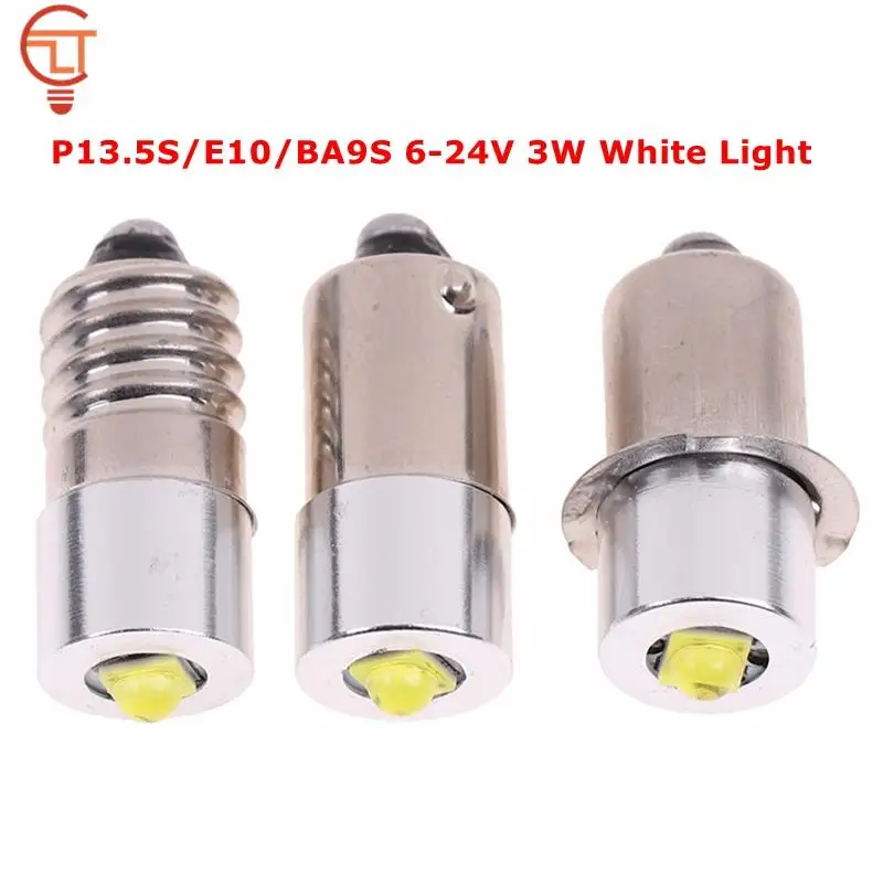 

P13.5S E10 BA9S 6-24V 3W White Light High Power LED Flashlight Bulbs 1SMD Emergency Work Lamp Torches Accessories 230-250LM