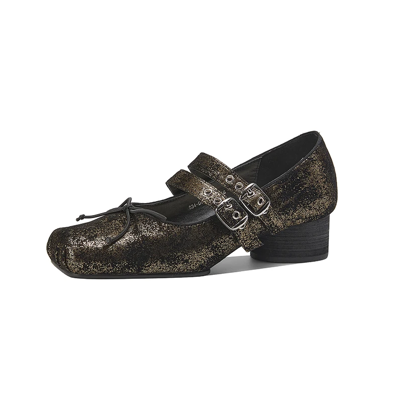 Женские туфли из овечьей кожи Туфли Мэри Джейн в ретро-стиле на каблуке