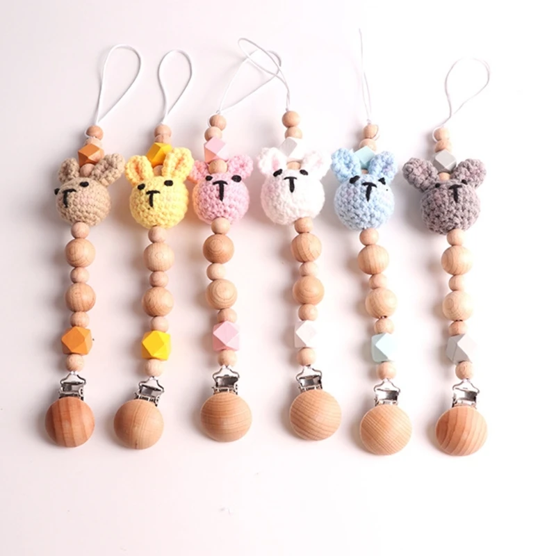 

Lovely Design Pacifier Clip for Boys & Girls Baby Pacifier Holder Knitted Rabbit Dummy Holder Fits Pacifiers & Teether