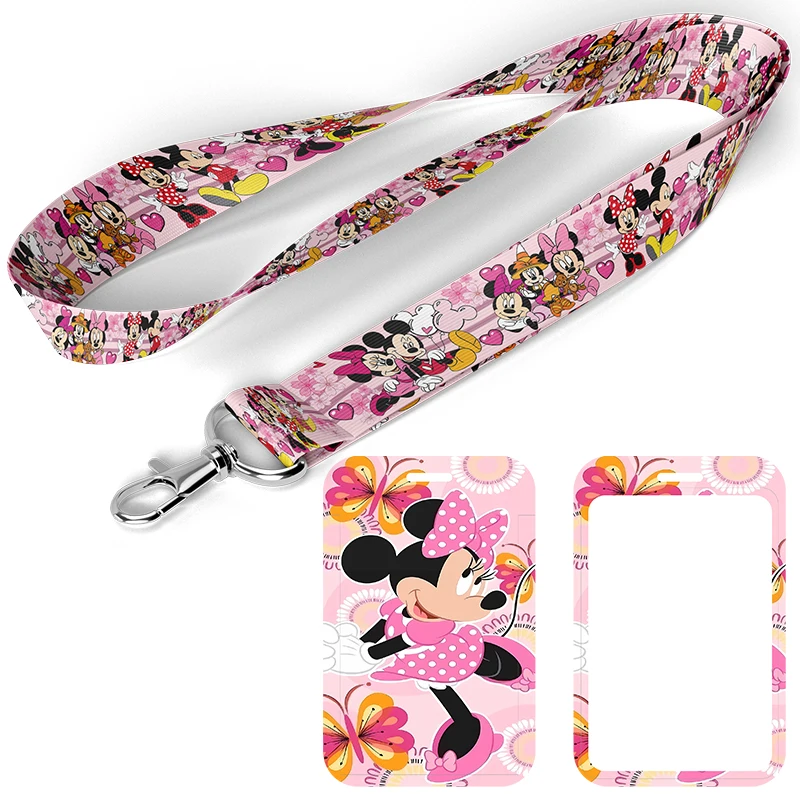 Шнурок B1673 для ключей с Микки и Минни, шейный ремешок, держатель для карт, ID, брелок для ключей, веревка для ключей, аксессуары