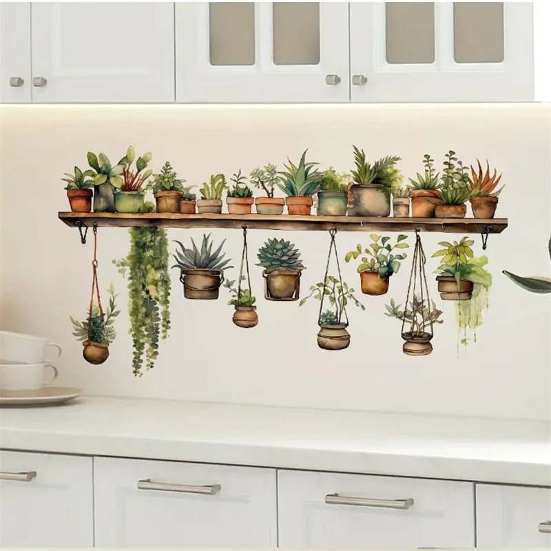 Настенные наклейки в виде зеленых листьев для спальни корзины украшения стен