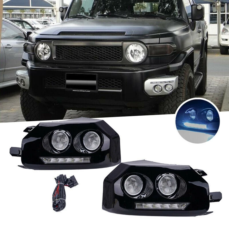 Автомобильные черные противотуманные фары дневные ходовые огни фонари для-Toyota FJ