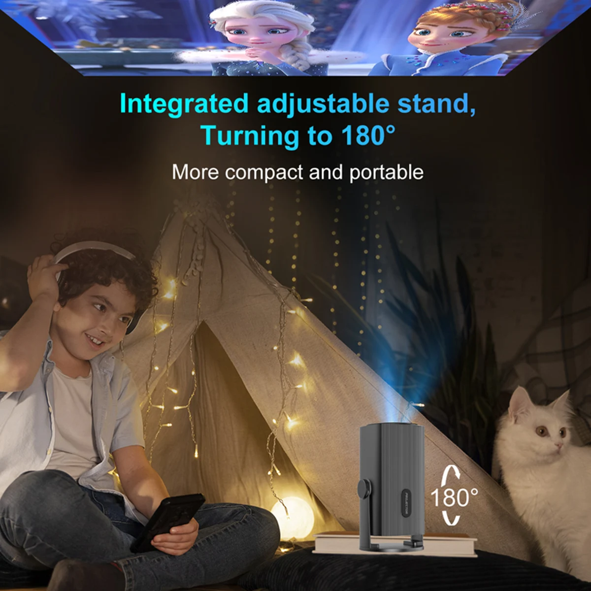 Фото Профессиональный мини-проектор 4k Hd 1280p Wi-Fi Led Smart TV (штекер США) №5