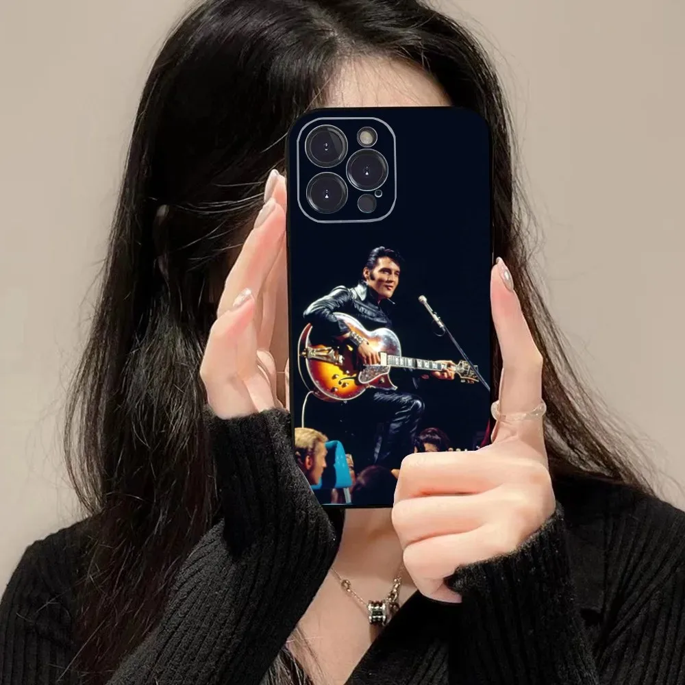 Super cool E-Elvis Presley Phone Case For iPhone 16 15 14 13 12 11 Plus Pro Max XS X XR SE Mini 8 7 Soft Silicone Black Cover