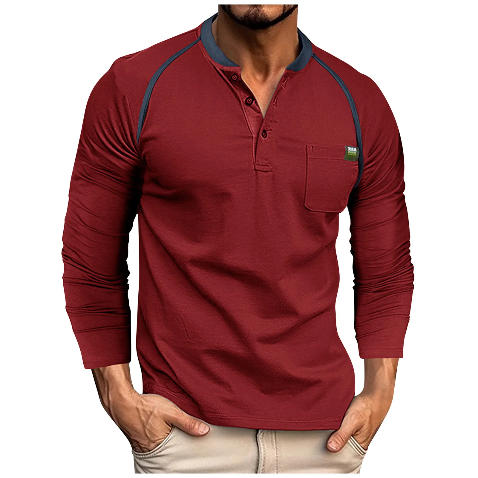 

Рубашка-поло мужская с длинным рукавом, модная деловая Однотонная футболка с воротником на пуговицах, Повседневная Свободная кофта, весна-осень