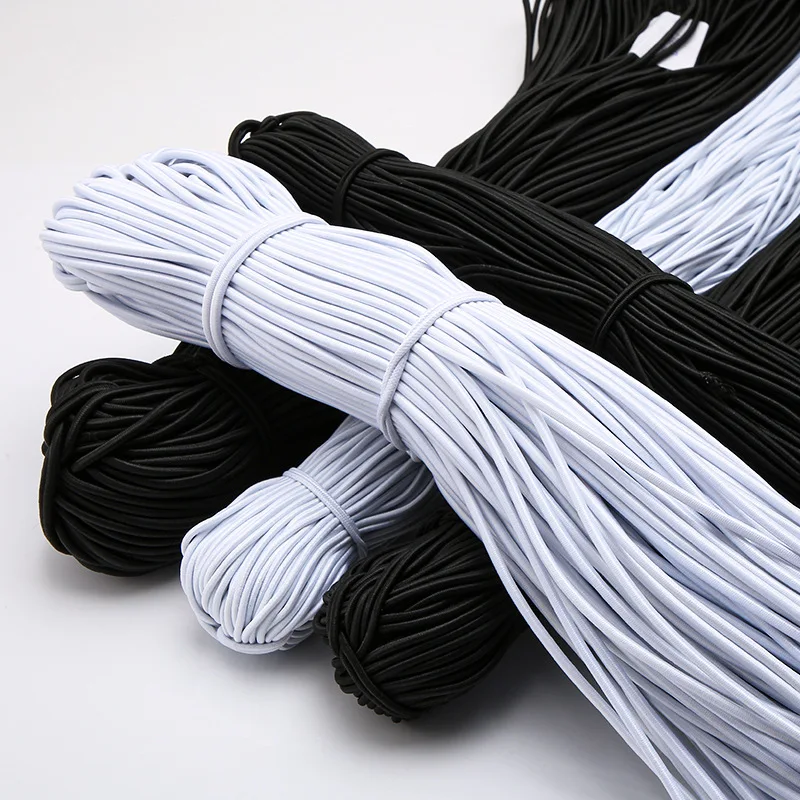

Elastic Rope High Elasticity Latex Silk Rubber Bands Webbing Clothing Sewing Accessories Couture Black White Round Elastic Band