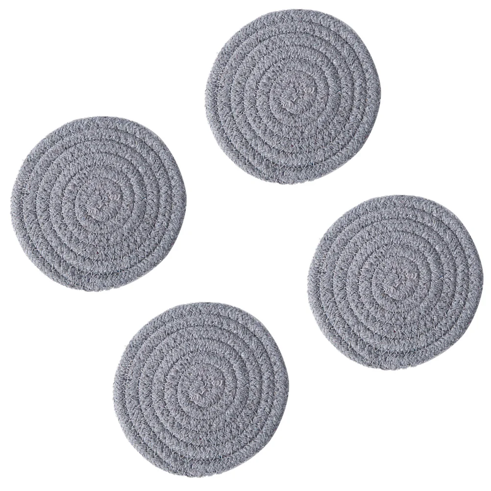 

4PCS Woven Round Placemats Heat Resistant Bowl Cup Coasters Table Mats for Home Party Hotel
