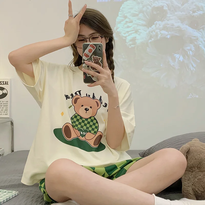 Cotton Women Pajamas Sets Pyjamas Female Loungewear Pijamas Short Sleeve Top Shorts Suit S-XXL Sleepwear Nightwear Sweatsuit