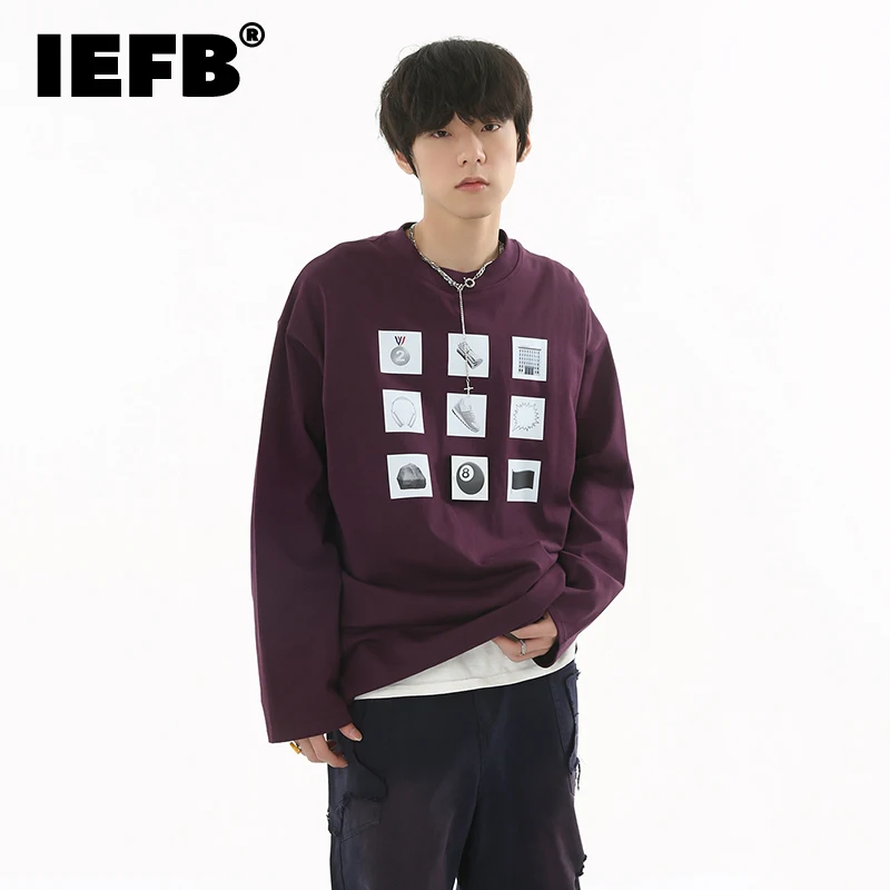 

IEFB Graphic T Shirts Trend Men's Clothing Long Sleeve Male Casual Top Autumn New Korean Style Cartoon Printing Loose Tee 9C1746
