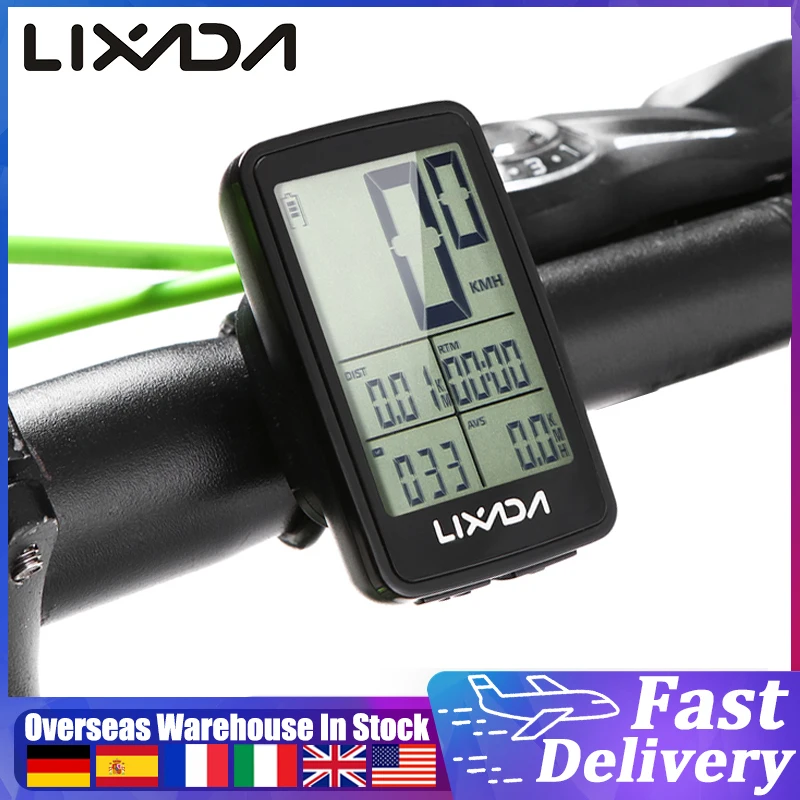 

LIXADA Wireless Bike Speedometer Backlight USB Rechargeable Bike Cycling Computer Bicycle Speed Meter Odometer Bicycle Computer