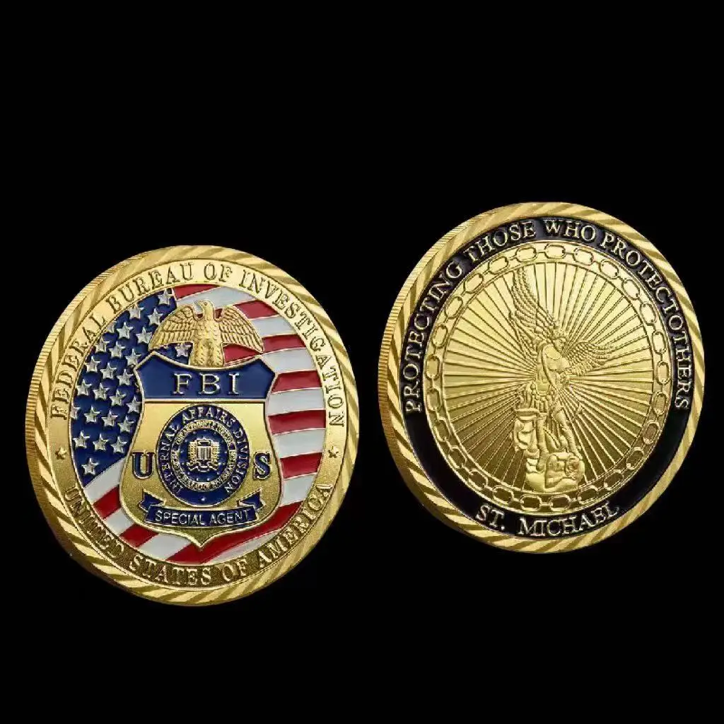 

Сувенир Федерального бюро расследований США, позолоченная коллекция монет большого размера, памятная монета, монета
