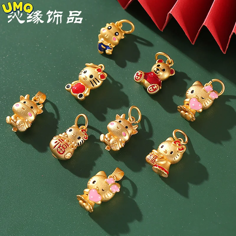 

Ожерелье из настоящего 24-каратного золота, аксессуары Qinyuan, «сделай сам», Мультяшные животные, серия, ручная работа, плетеная веревка, ювелир...