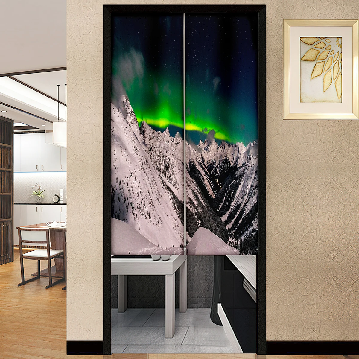 Северная Аврора дверная занавеска ночное звездное небо зимний Горный пейзаж