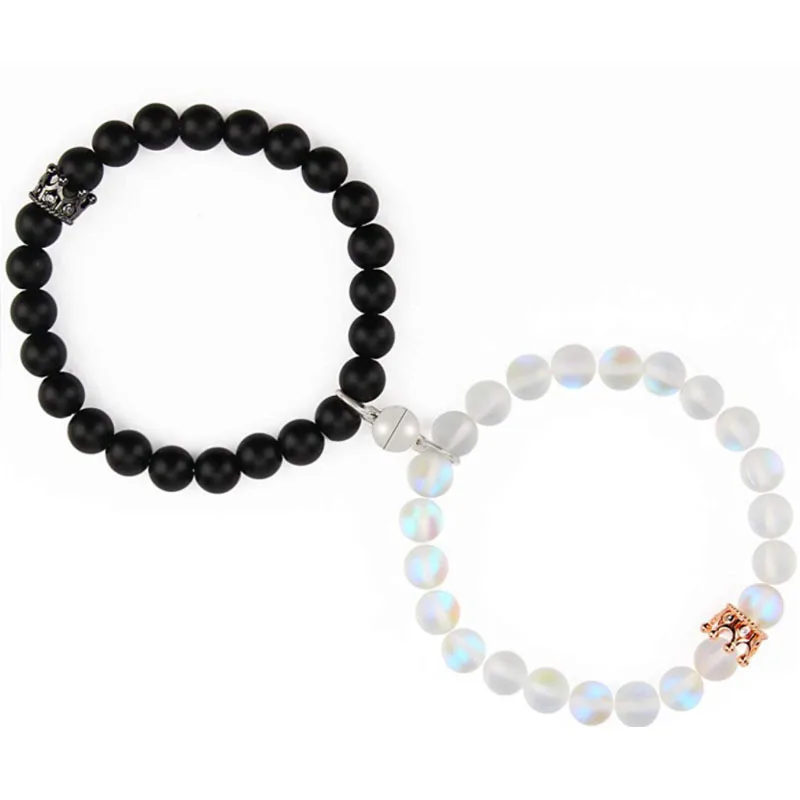 

Magnet Couple Bracelets for Woman Men Romantic Heart Matching Lovers Natural Stone Beads Yoga Bracelet Valentine Gift Jewelry