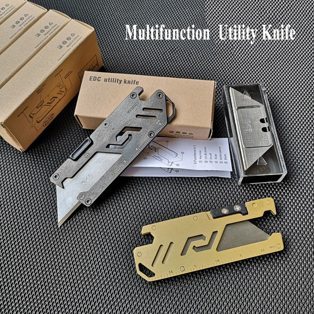 Survival Gadgets With 5pcs Blades Mini Keychain Utility Stat