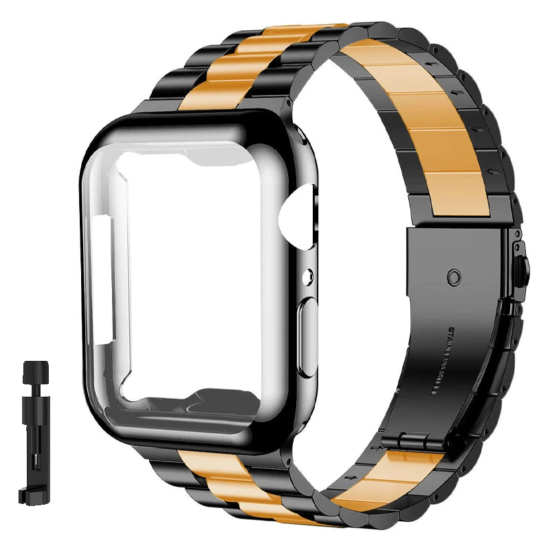 

Case+Strap 38mm 42mm 41 Stainless Steel Metal Bracelet For Apple Watch Ultra 49mm 45MM 44mm 40mm SE Series 8 7 6 5 4 Cover Band