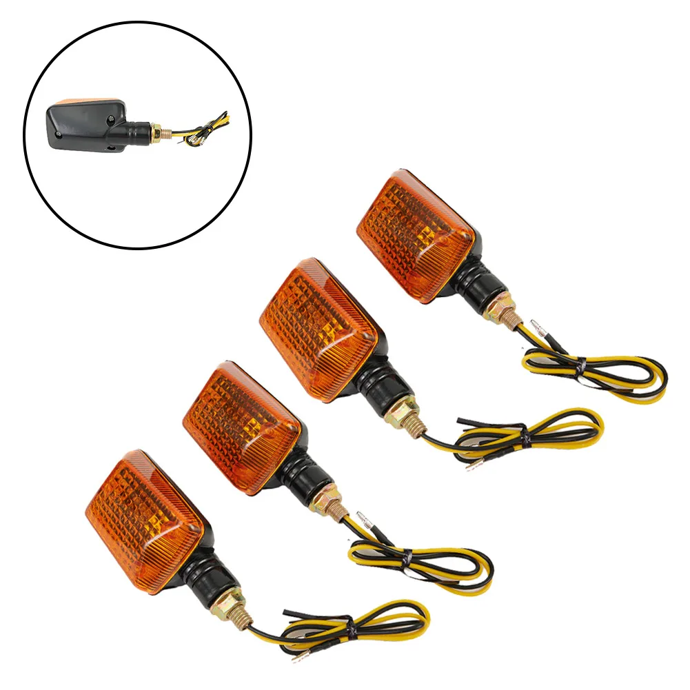 

4pcs Motorcycle Turn Signals Lights Halogen Indicator Lamps Black Blinker Tinted Front Rear Flasher Directional Accessories