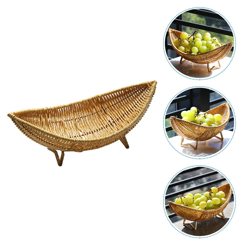 

Basket Serving Fruit Rattan Bread Wicker Tray Baskets Woven Plate Trays Fast Fries French Boats Storage Bowls Platter Christmas