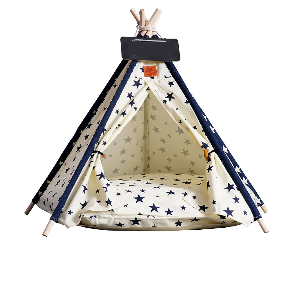 

Pet Tent House Cat Bed Portable Teepee With Thick Cushion And 12 Colors Available For Dog Puppy Excursion Outdoor Indoor Cat