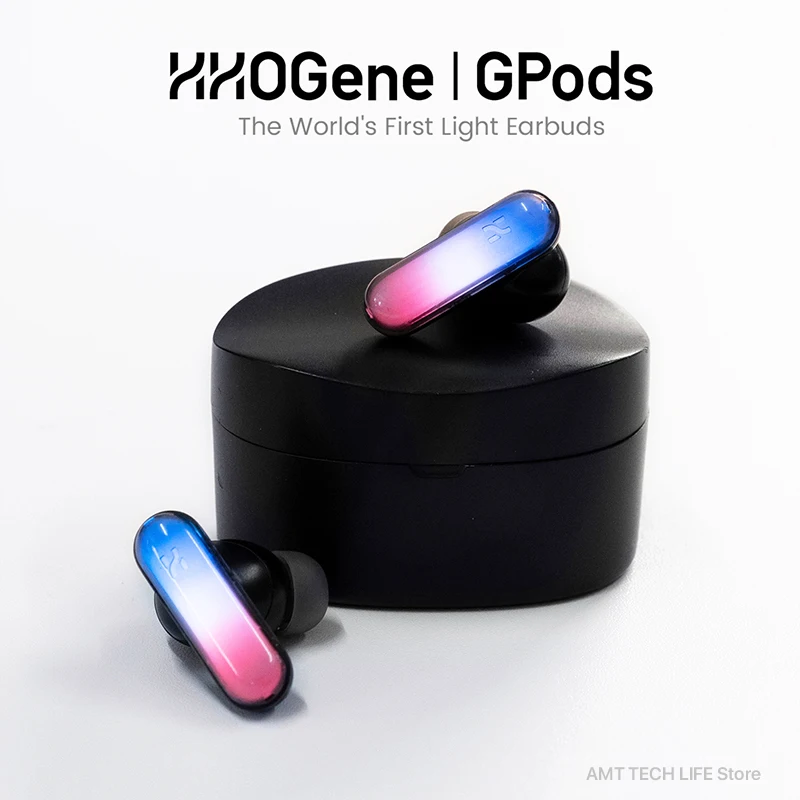 

HHOgene GPods World First RGB Light Colorful Bluetooth 5.2 Wireless ANC Headphones 4 Music EQ 4 Microphones long Battery