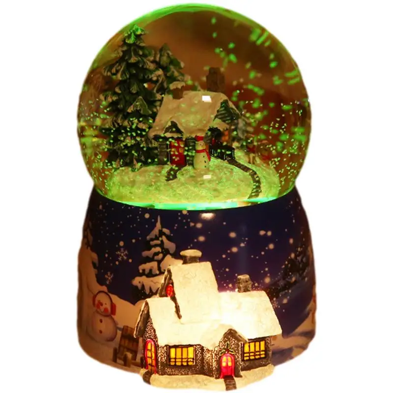 Crystal Ball Snow Globe Lights Christmas Gift With Speaker House Spinning Crafts Creative Desktop Home Decor